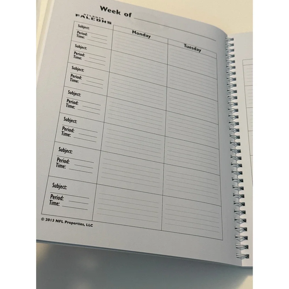 Atlanta Falcons 8.3'' x 11'' Teacher Record Book Lesson Plan Undated Football